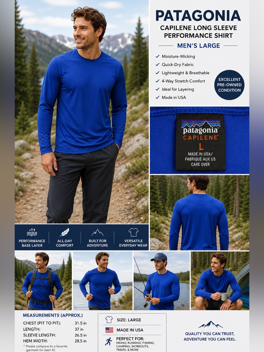 Patagonia Capilene Long Sleeve Shirt - Royal Blue